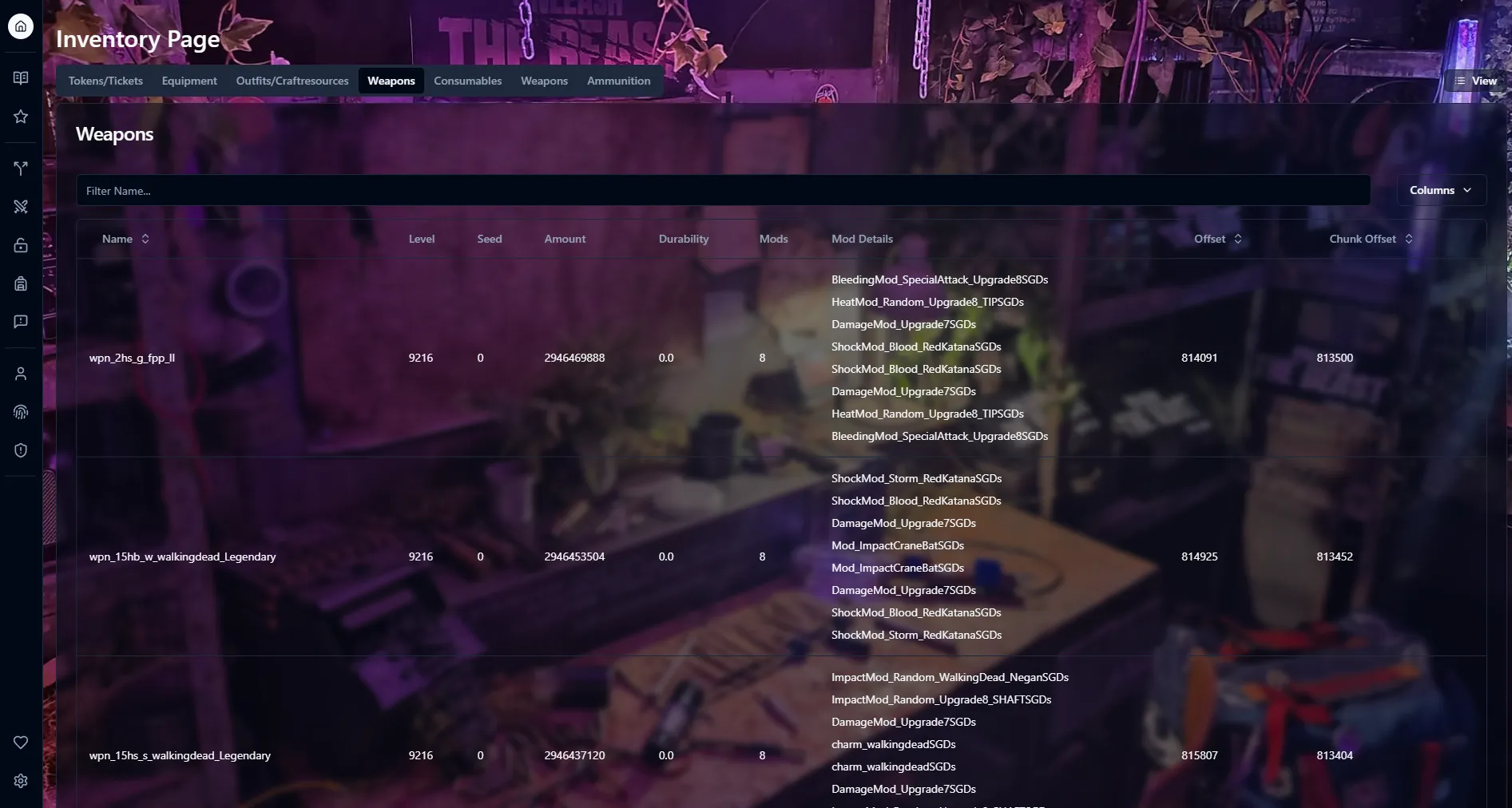 Inventory Item Page List View