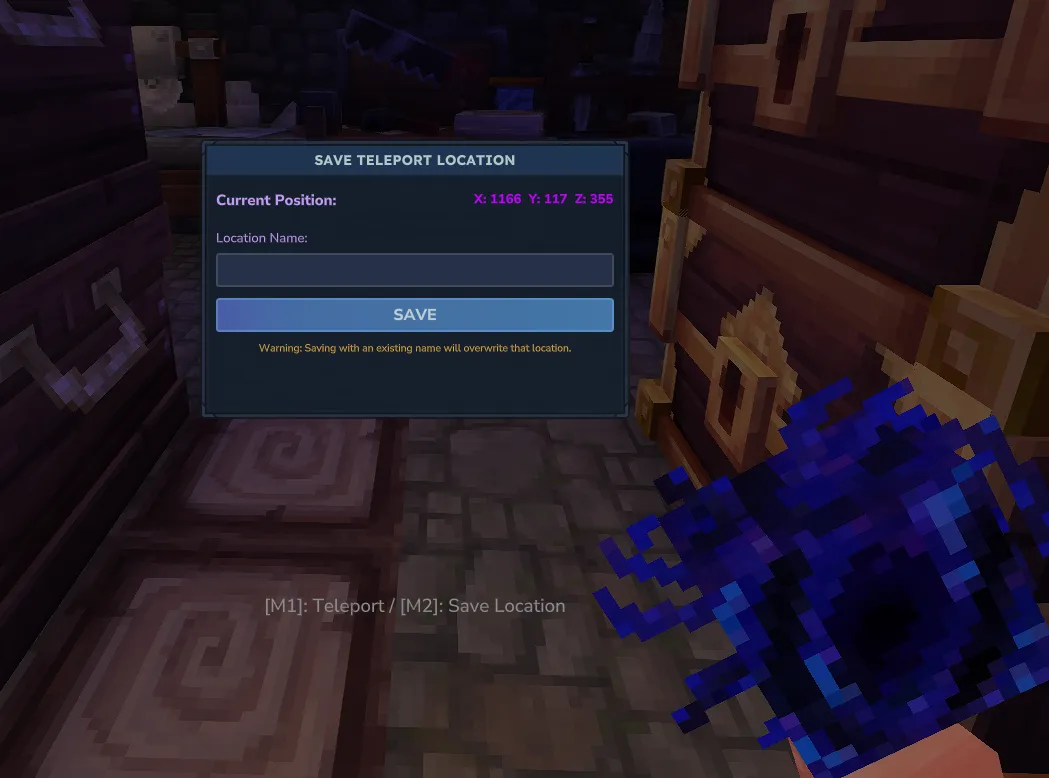 PortalHome Save Location Menu